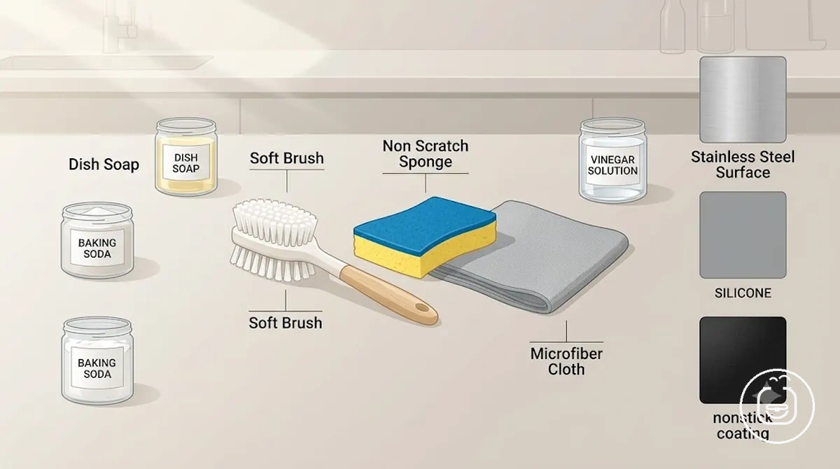 Safe cleaning tools and solutions for air fryer accessories