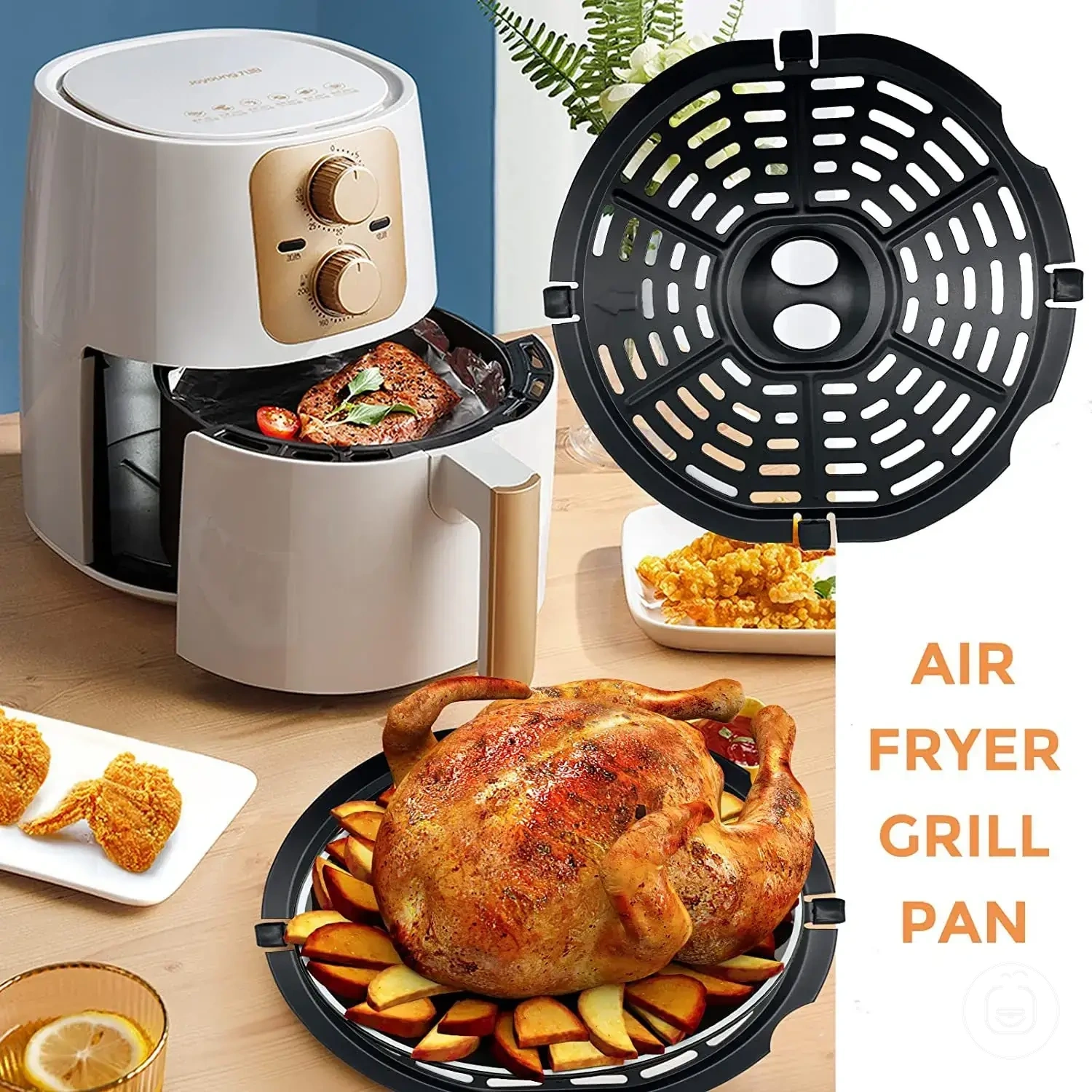 Bandeja grill de repuesto para cesta de freidora de aire con separador para cocinar