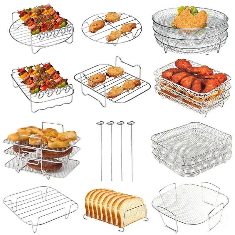 Grade redonda empilhável de 8 polegadas para cestos de air fryer de 4,2 a 5,8 qt