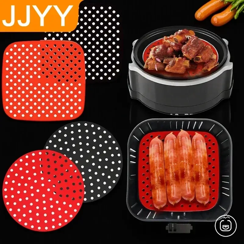 Tapete perfurado reutilizável e antiaderente de silicone para modelos de air fryer de 7 a 9 polegadas